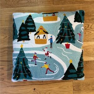 Santa Skating Christmas Throw Pillow